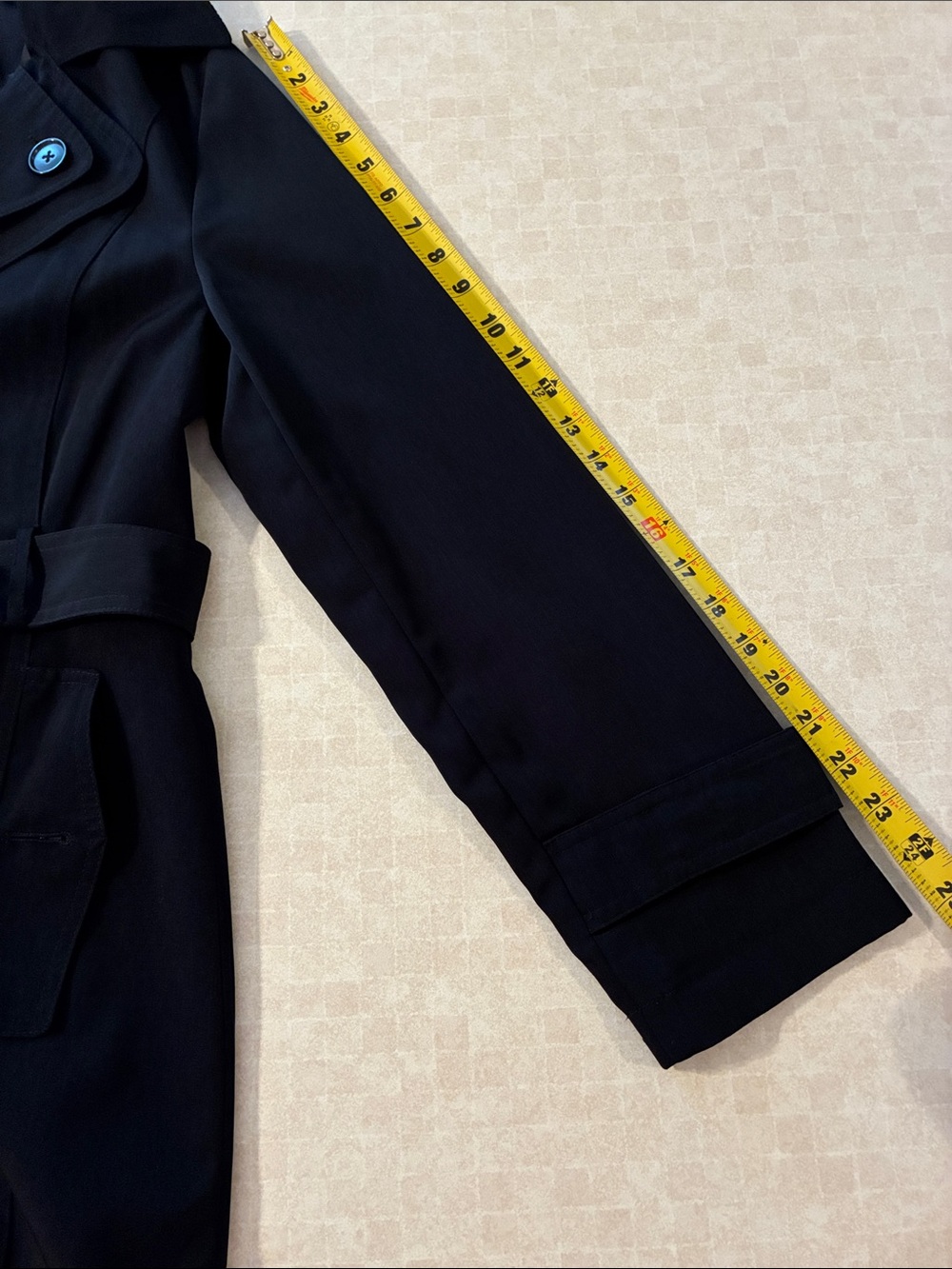 FOG by London Fog Classic Black Trench Coat with Belt - S - Picture 7 of 11
